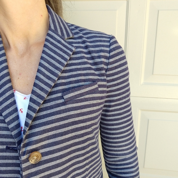 GAP chambray denim stripe blazer 0 (A9) - Picture 4 of 8